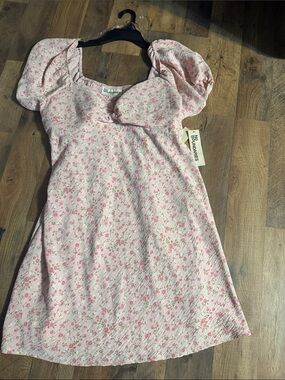 No Boundaries Pink Floral Puff-Sleeve Dress for women
